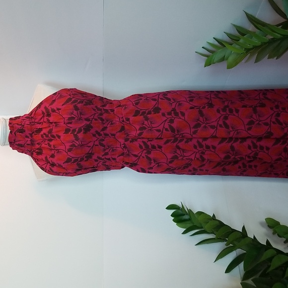 Anthropologie Kopal Deep Pink Floral Halter Jumpsuit Large - Picture 3 of 5